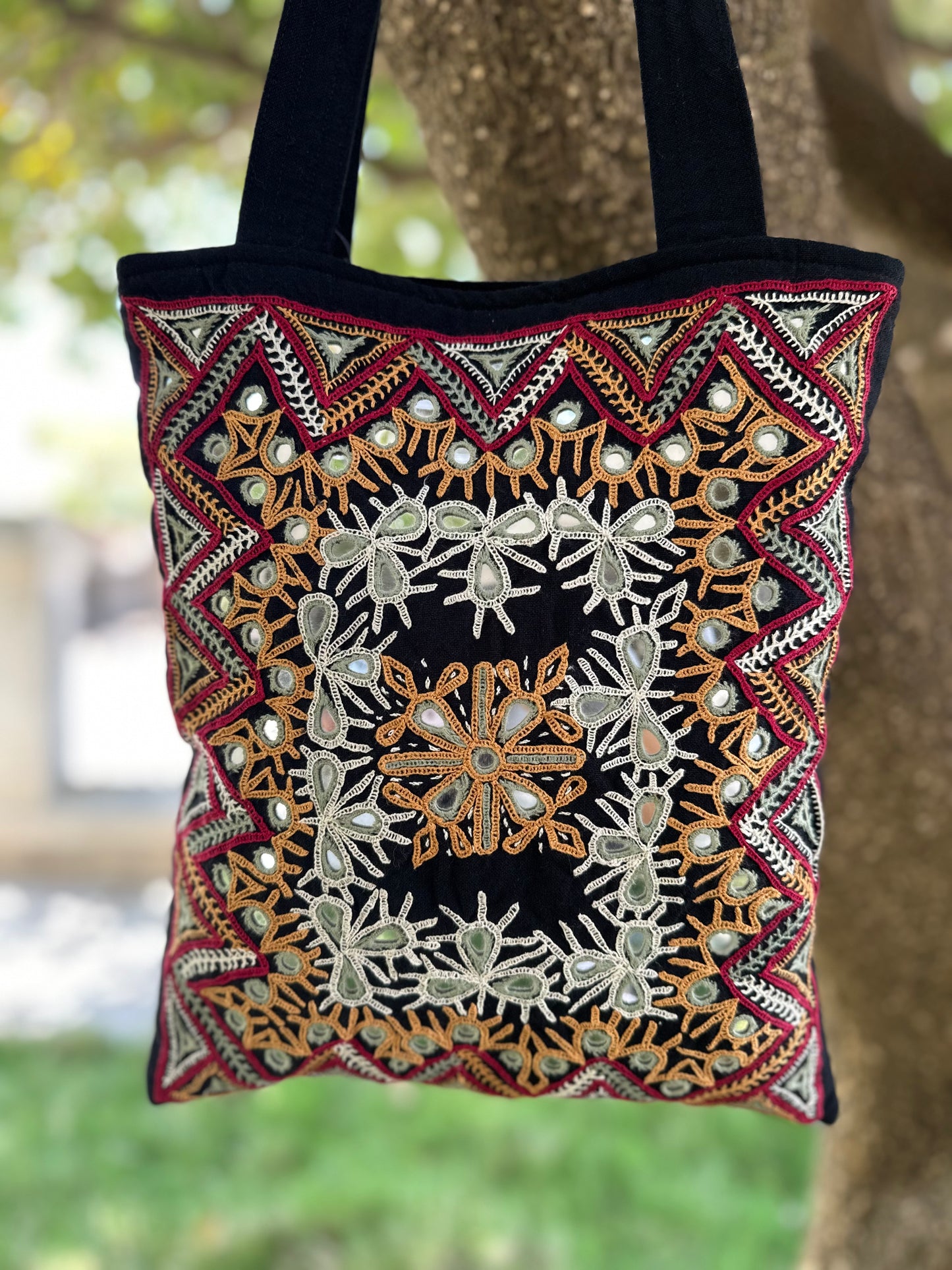 Applique Hand Embroidered Cotton Handbag